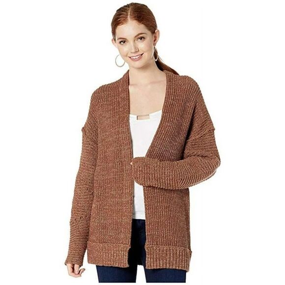 Free People High Hopes Mariposa Brown Combo Long Sleeve Cardigan Sweater Sz S - Picture 1 of 9